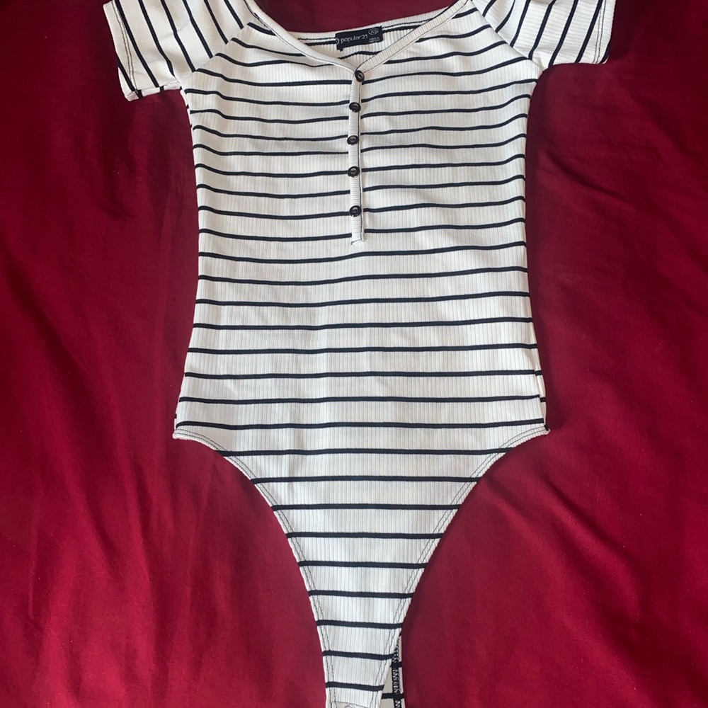 White with Black Stripes BodySuit